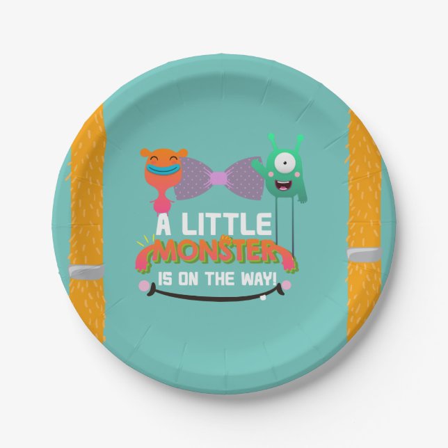 Monster Baby Shower - They've Created a Monster Paper Plate (Front)
