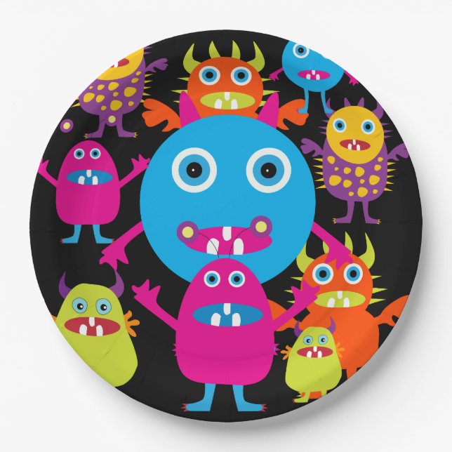 Monster Bash Birthday Party Fun Halloween Paper Plate (Front)