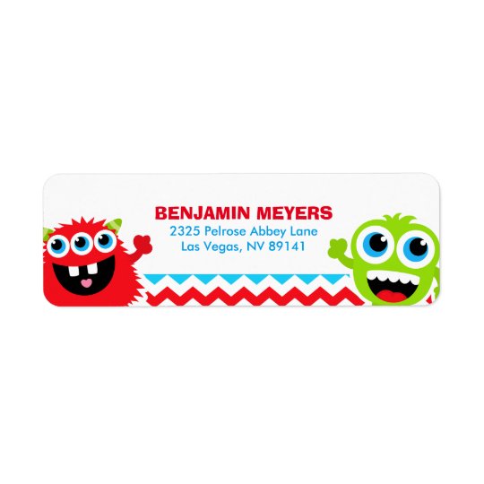 Monster Bash Birthday Party Return Address Label