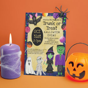 Monster Bash Costume Halloween Trunk or Treat Invitation