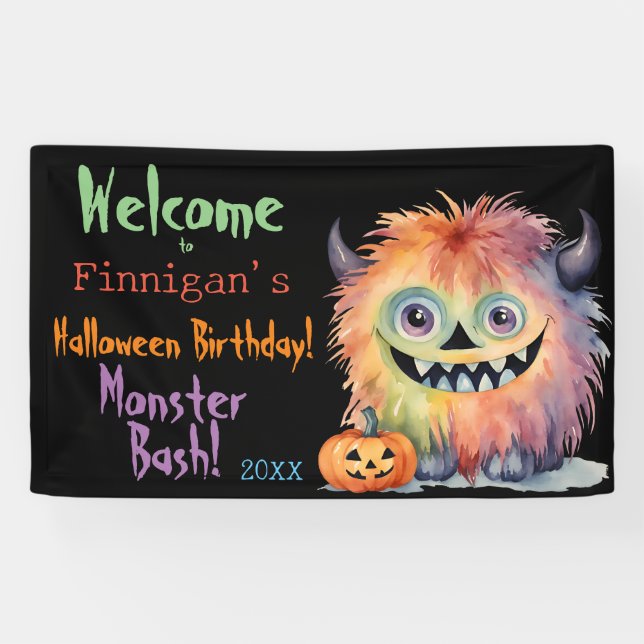 Monster Bash Halloween Birthday Banner (Horizontal)