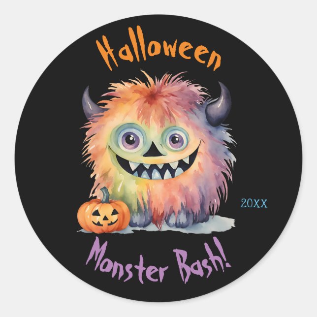 Monster Bash Halloween Party Classic Round Sticker (Front)