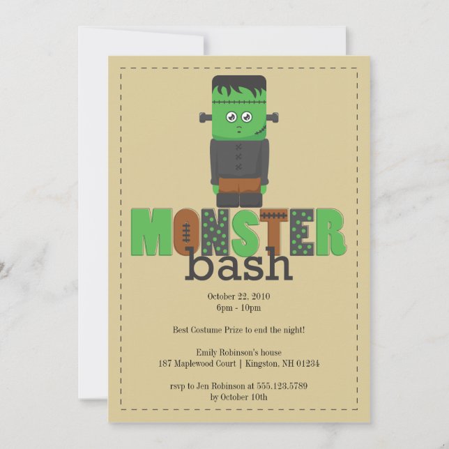 Monster Bash Halloween Party Invitation (Front)