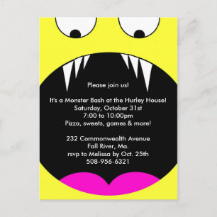 Monster Bash Halloween Party Invite (yellow)