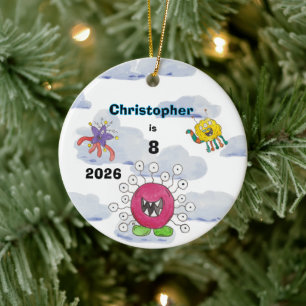 Monster Bash in Clouds Birthday Keepsake Ornament