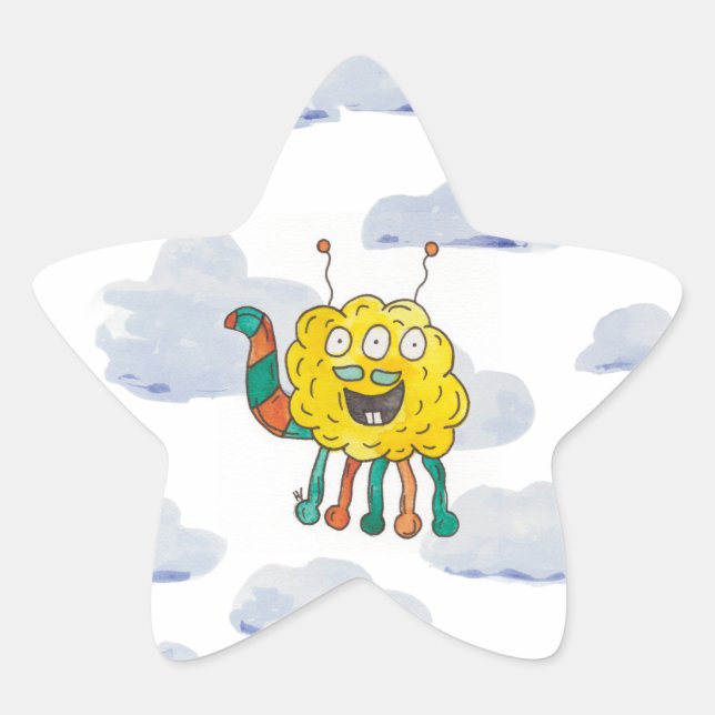 Monster Bash in the Clouds Birthday Favour Sticker (Front)