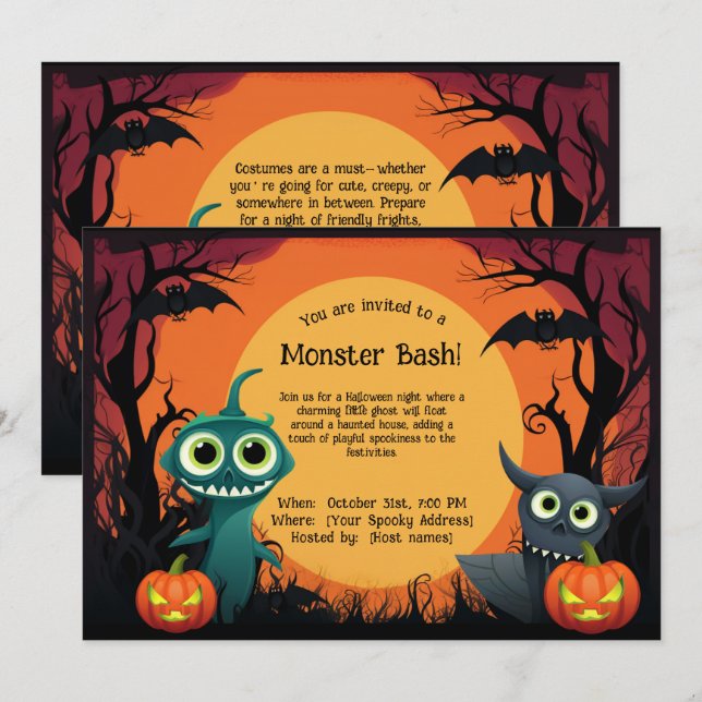 👻 Monster Bash! Invitation (Front/Back)