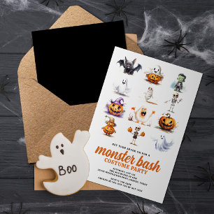 Monster Bash Modern Halloween Costume Party Invitation