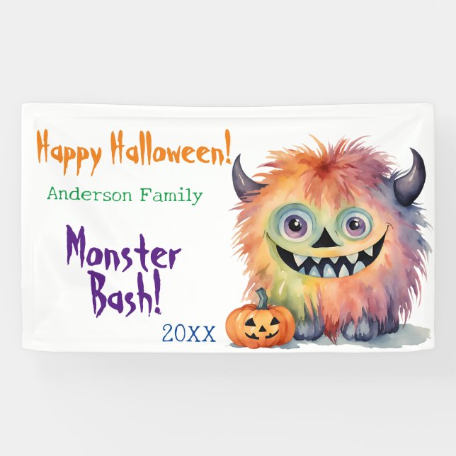 Monster Bash Personalised Halloween Party Banner (Horizontal)