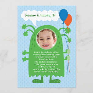 Monster Bash Photo Birthday Party Invitation