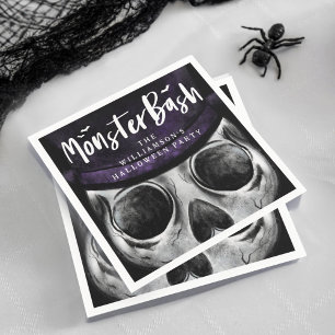 Monster Bash Spooky Skeleton Halloween Party Napkin