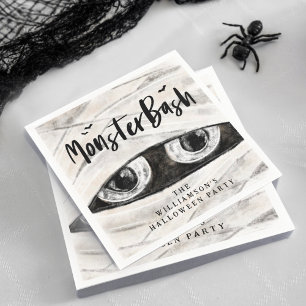 Monster Bash Spooky Wrapped Mummy Halloween Party Napkin