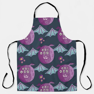 Monster Bats: Cute Cartoon Vintage Apron