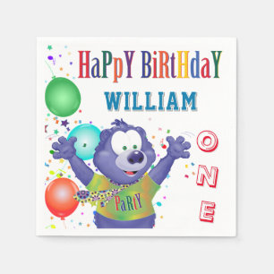 Monster Bear Kids Birthday Party Napkin