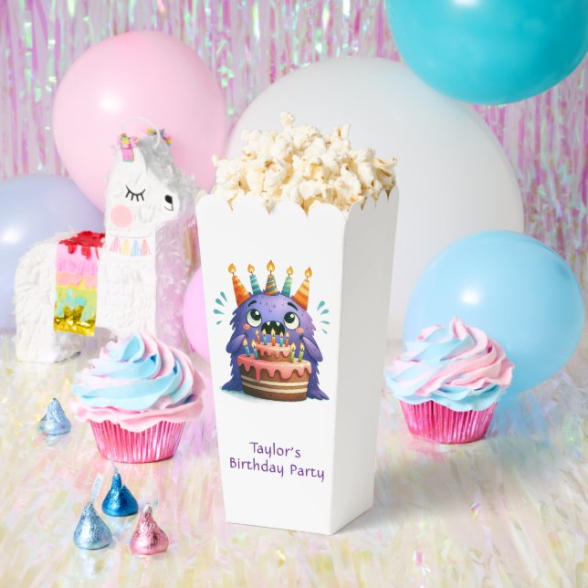 Monster Birthday Custom Name Popcorn Favour Boxes (Party)