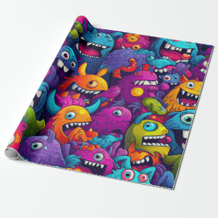 Monster Birthday Glossy Finish Wrapping Paper