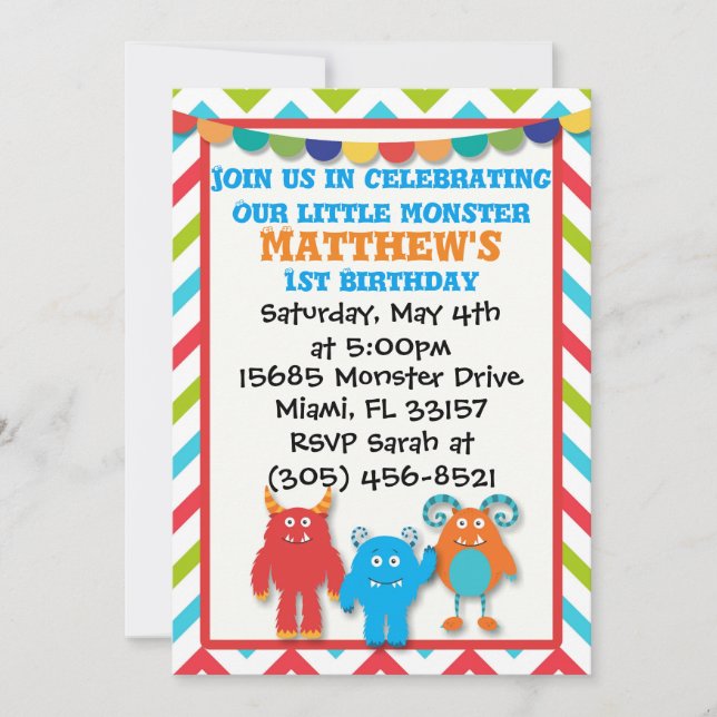 Monster Birthday Invitation (Front)