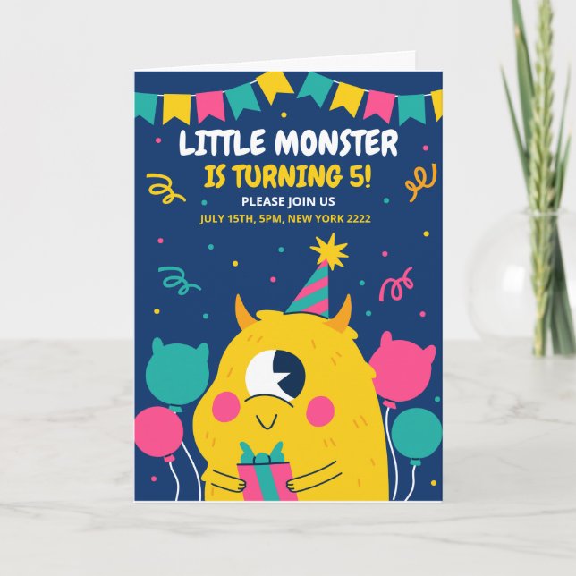 Monster birthday Invitation, Halloween Birthday Invitation (Front)