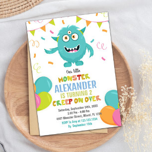 Monster Birthday Invitations Ballons Flags