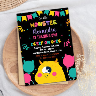 Monster Birthday Invitations Ballons Flags