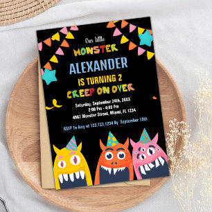 Monster Birthday Invitations Black