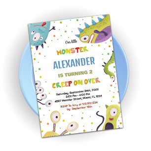 Monster Birthday Invitations Dark Green