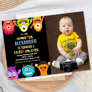 Monster Birthday Invitations, Monsters one photo Invitation