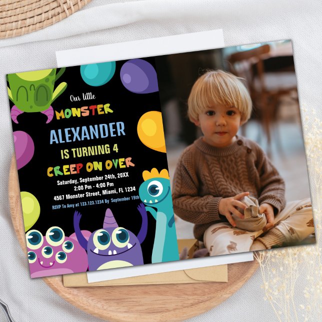 Monster Birthday Invitations, Monsters photo Invitation (Monster Birthday Invitations, Monsters photo Invitation)
