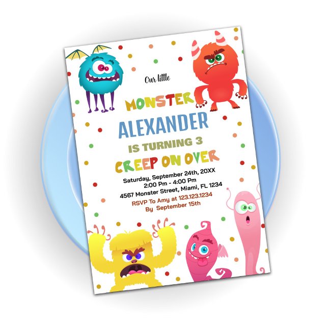 Monster Birthday Invitations Red (Monster Birthday Invitations Red)