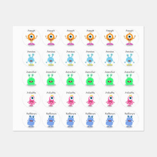 Monster Birthday Party Favour Custom Name Label