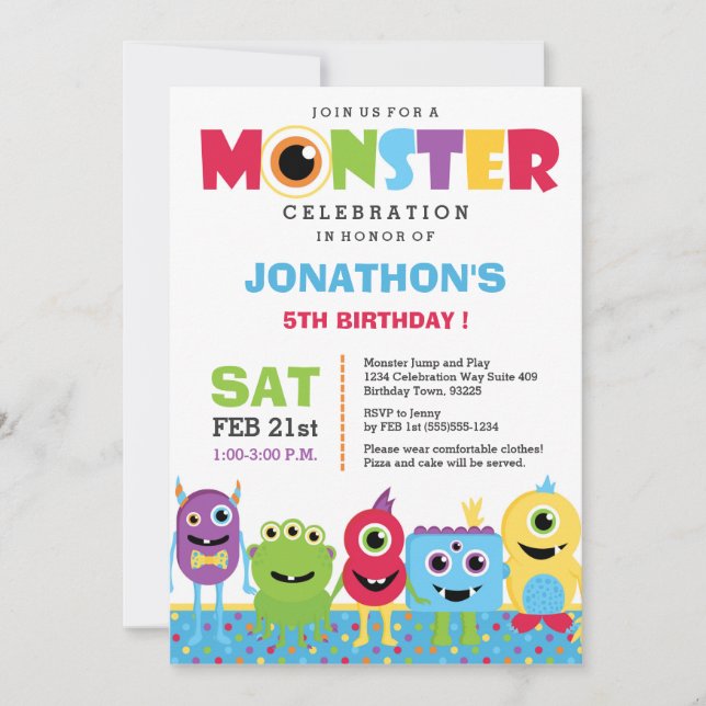 Monster Birthday Party Invitation (Front)