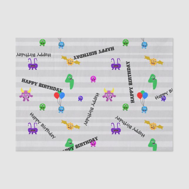 Monster Birthday Tissue Paper (Front)