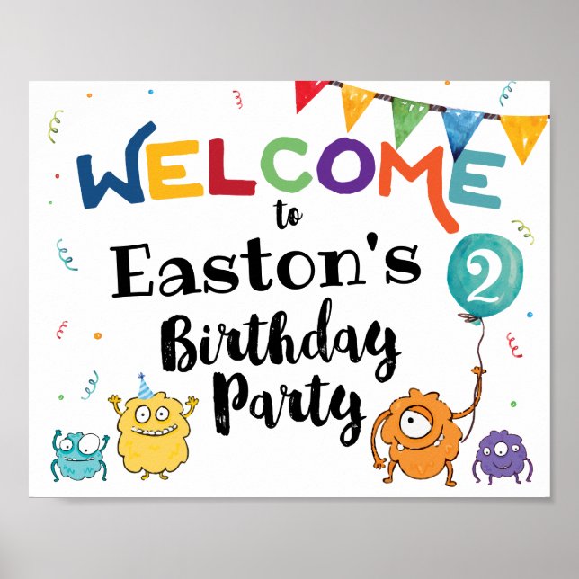 Monster Birthday Welcome Sign (Front)