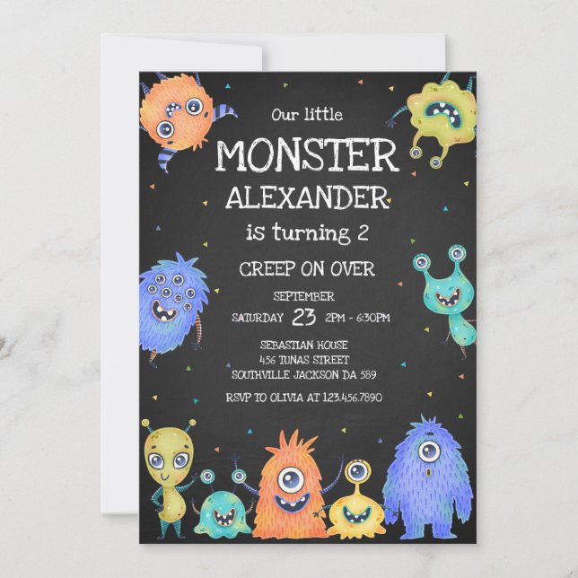 Monster Boy Birthday Invitation (Front)