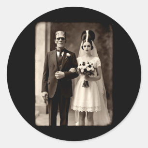 Monster Bride and Groom Soky Wedding Halloween Classic Round Sticker