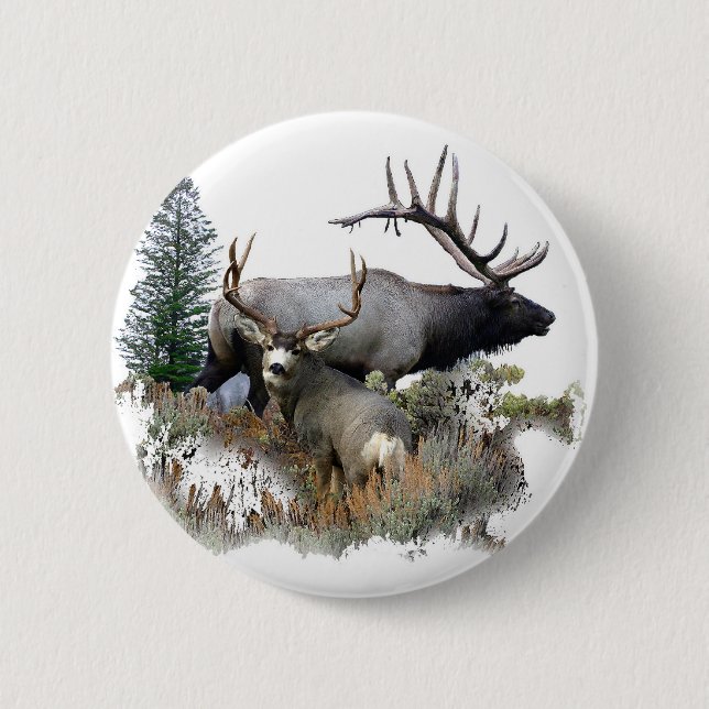 Monster bull trophy buck 6 cm round badge (Front)