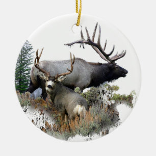 Monster bull trophy buck ceramic tree decoration