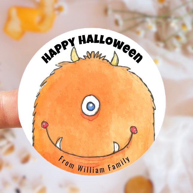 Monster Candy Happy Halloween  Classic Round Sticker (Monster Candy Happy Halloween Classic Round Sticker)