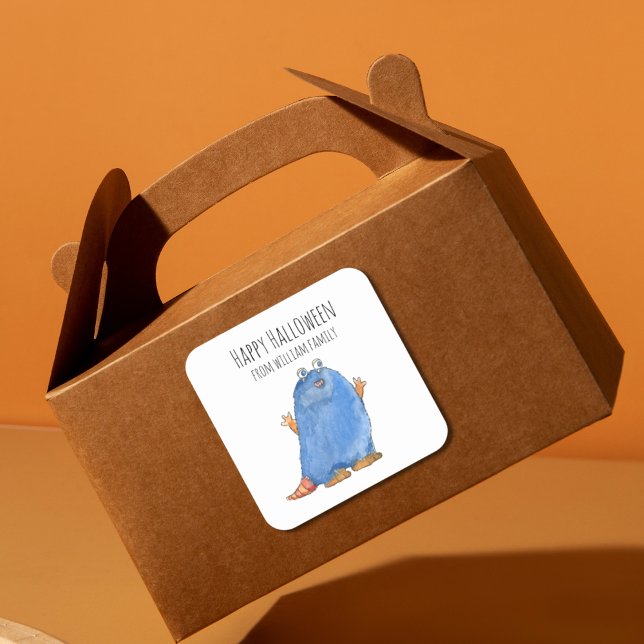 Monster Candy Happy Halloween  Square Sticker (happy monster Halloween Sticker)