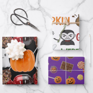 Monster Candy Parade Halloween Gift  Wrapping Paper Sheet