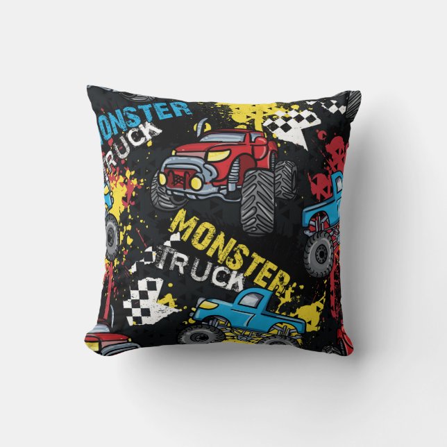Monster Car: Abstract Childish Pattern Cushion (Front)