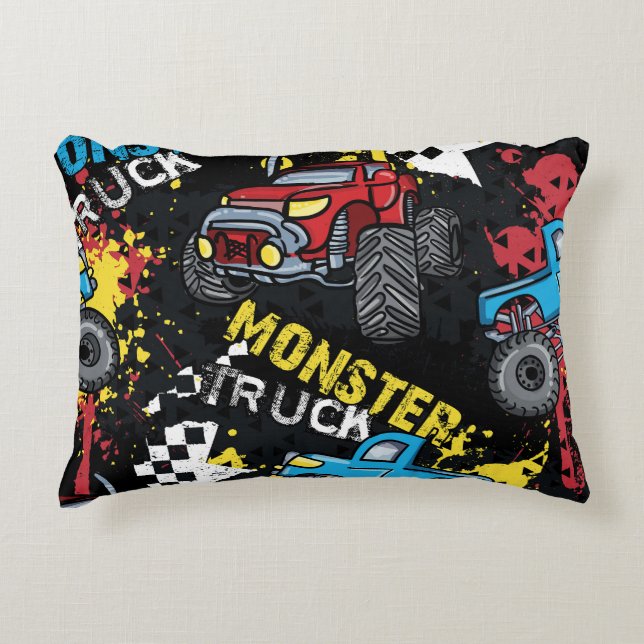 Monster Car: Abstract Childish Pattern Decorative Cushion (Front)