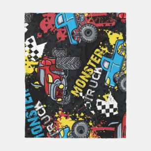 Monster Car: Abstract Childish Pattern Fleece Blanket