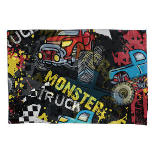 Monster Car: Abstract Childish Pattern Pillowcase