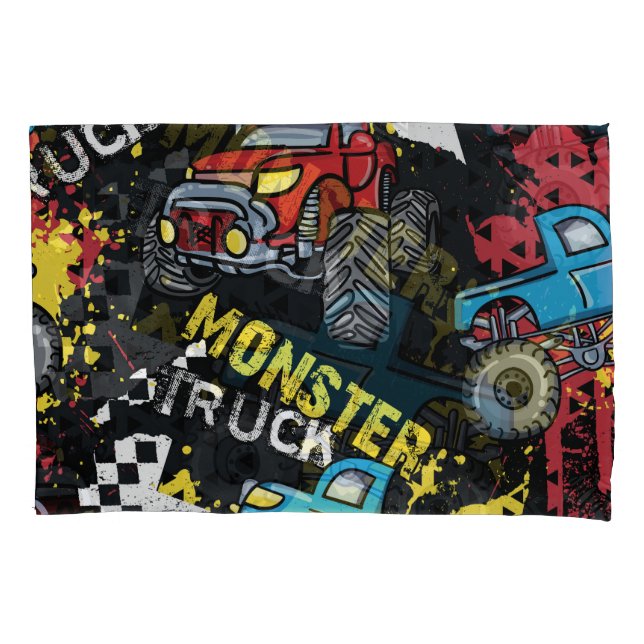 Monster Car: Abstract Childish Pattern Pillowcase (Front)