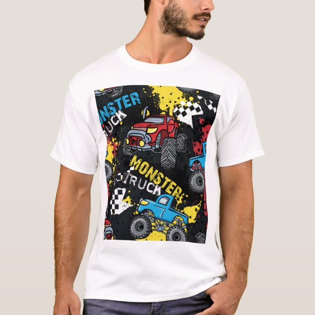 Monster Car: Abstract Childish Pattern T-Shirt (Front)