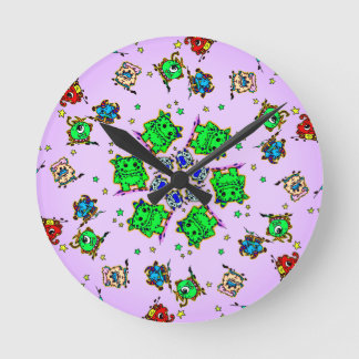 monster cartoon cutees round clock