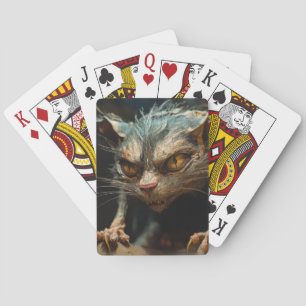 Monster cat playing cards