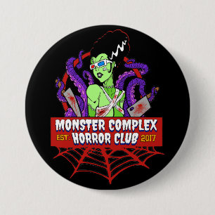MONSTER COMPLEX HORROR CLUB MAIN LOGO BUTTON/PIN 7.5 CM ROUND BADGE