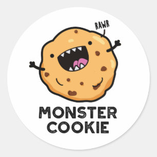 Monster Cookie Funny Food Pun  Classic Round Sticker